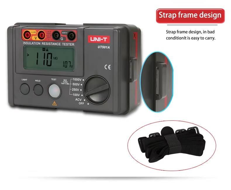 UNI-T UT501A Digital Insulation Resistance Testers 0-1000V , up to 5.5G Ohm Multi-function Ohm Tester