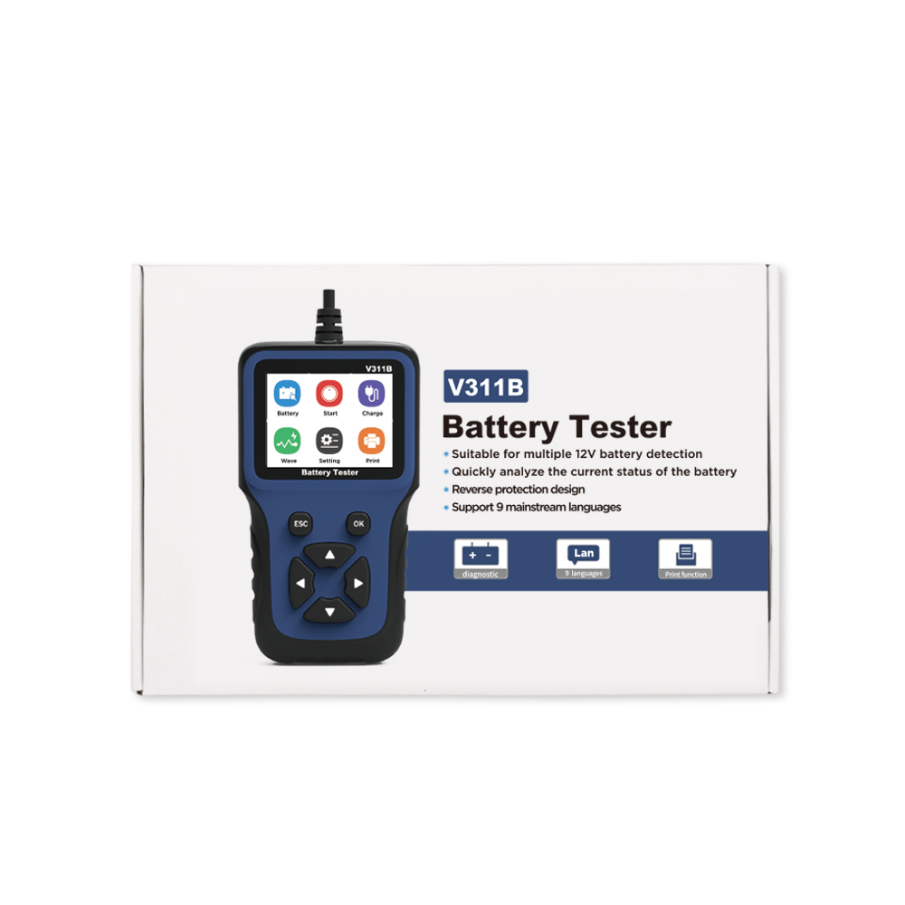 Automotive V311B Alternator Tester Digital Auto Battery Analyzer Charging Cranking System Tester for Car Truck Marine Motorcycle